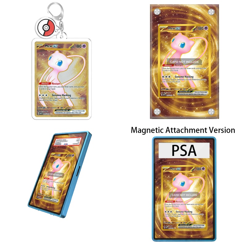 Case Fans - ポケモンTCG 151 ミュウEX アニメ拡張アート ファン向けギフト リサイクル可能なアクリル製保護ケース付きキーホルダー