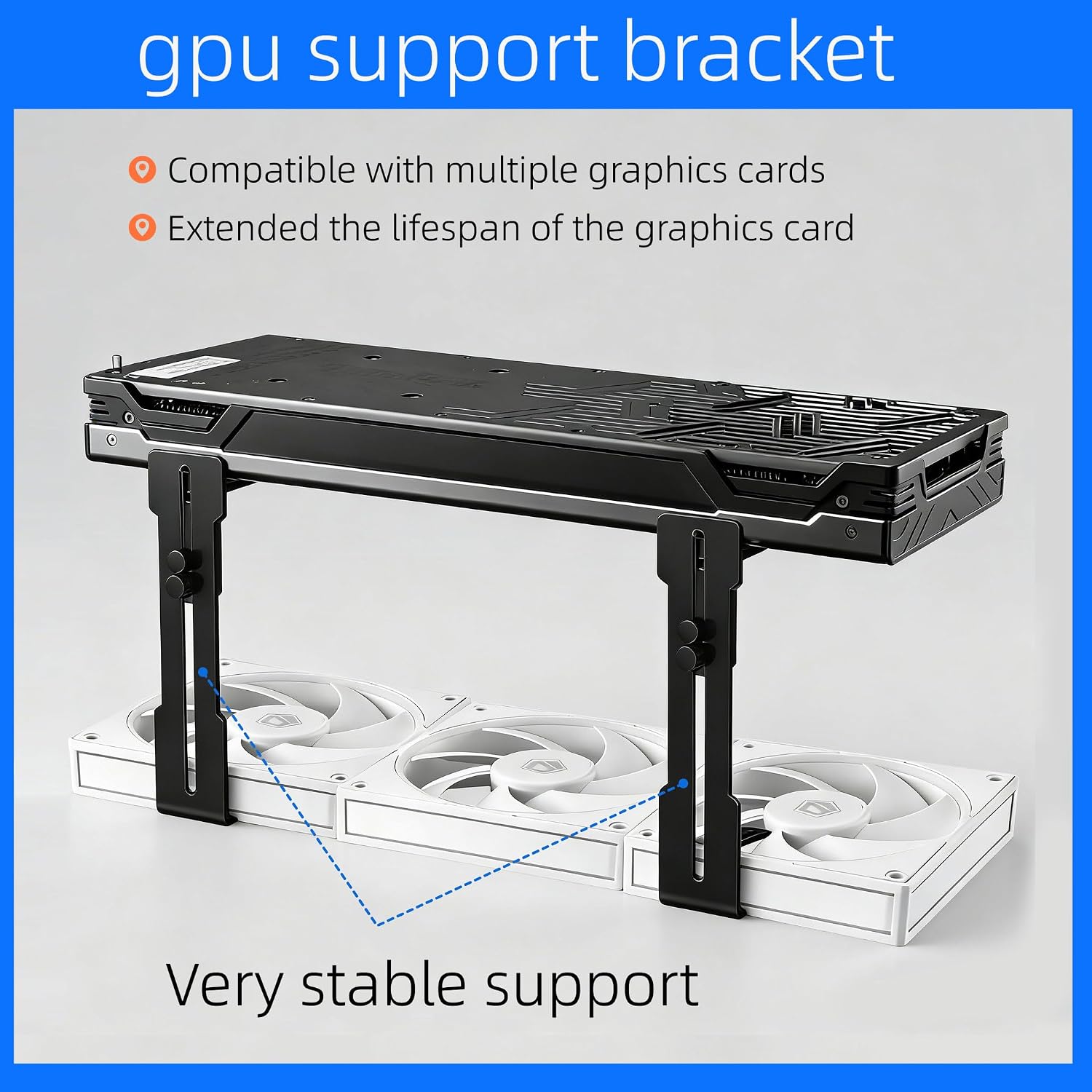 Atx Case - GPUHOLD グラフィックカードホルダー。調整可能なビデオカードブラケット。ITX/ATXデスクトップPCケース用GPUホルダー。グラフィックカードの垂れ下がりを防ぎます。